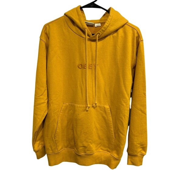 Obey Mustard Yellow Recycled Cotton/Polyester Hoodie XS - Picture 1 of 8